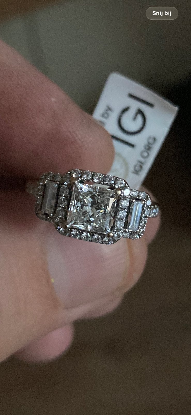 Diamanten Ring 18 karaats goud, Ophalen, Zo goed als nieuw, 17 tot 18, Dame