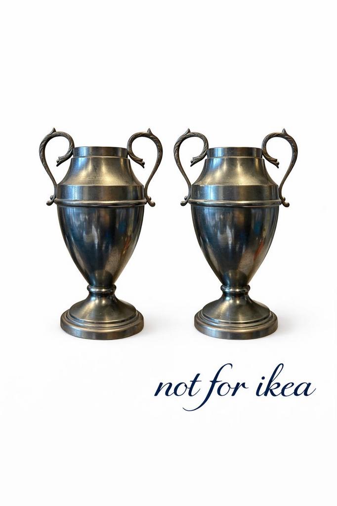 Set van 2 vintage metalen vazen met handgrepen, Ophalen