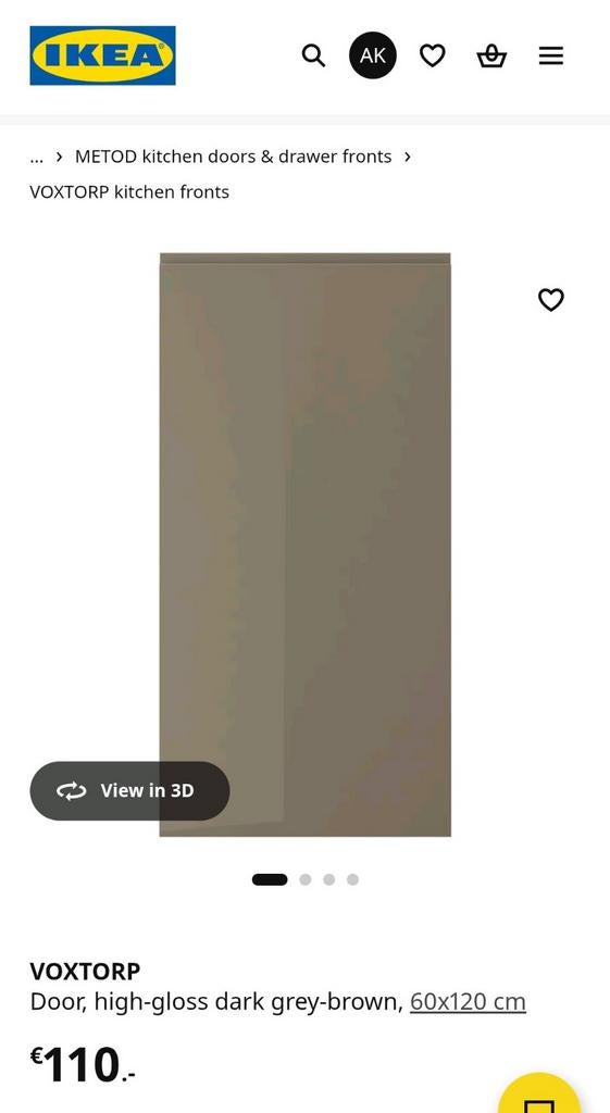 IKEA VOXTORP
Door / deur, high-gloss dark grey-brown, 60x120, Ophalen, Nieuw, 50 tot 100 cm, 100 tot 150 cm