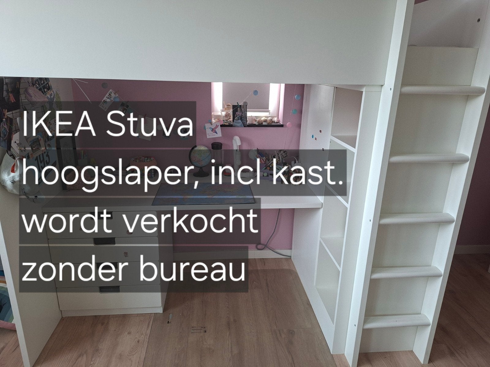 IKEA Stuva Hoogslaper met Kast - Gebruikt, Ophalen, Gebruikt, Eenpersoons, 90 cm