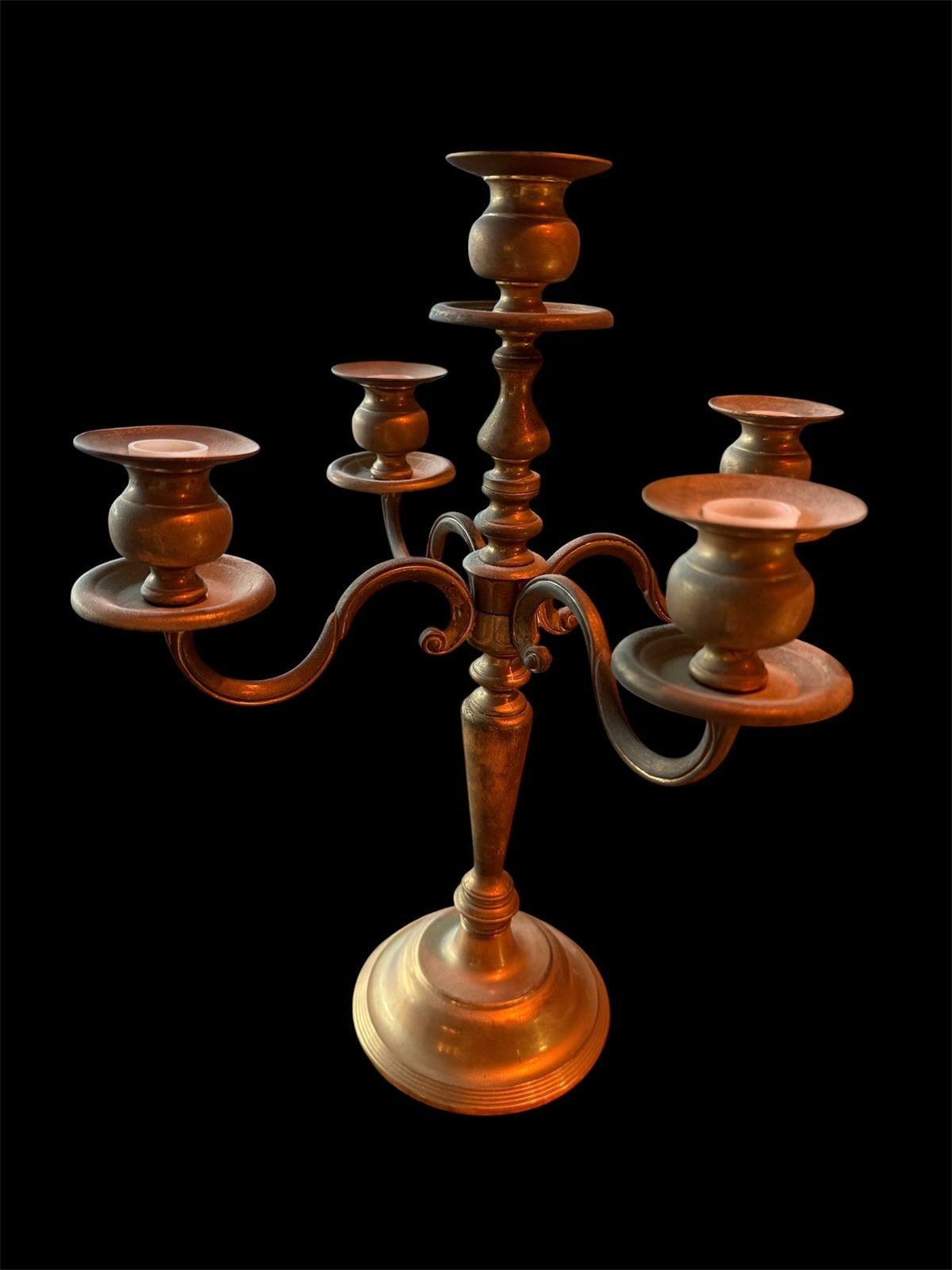Vergulde 5-armige kandelaar - Vintage, Ophalen of Verzenden, Goud