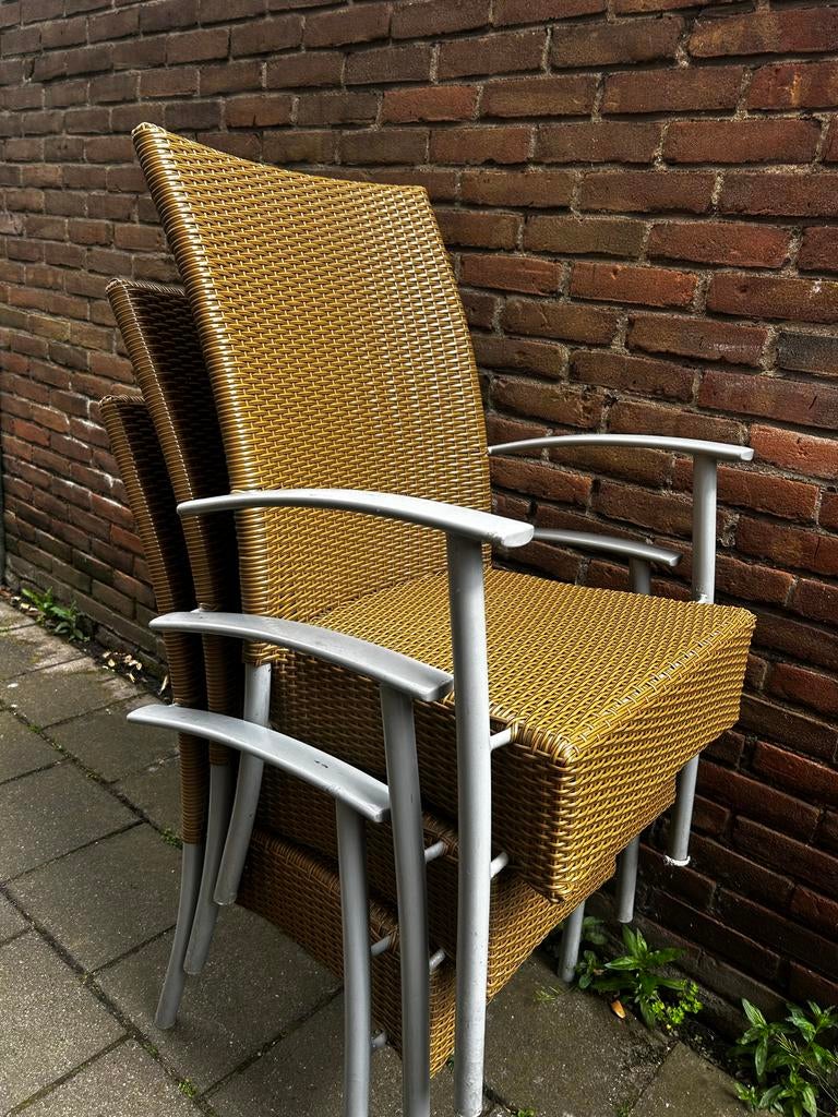 Stapelbare tuinstoelen van wicker met aluminium frame, Ophalen, Gebruikt, Wicker, Stapelbaar