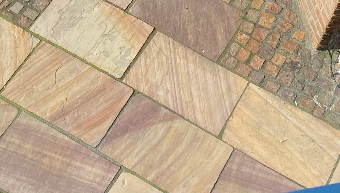 Natuurstenen terrastegels Indiaanse zandsteen 60x40 25m2, Tuin en Terras, Tegels en Klinkers, Ophalen, Gebruikt, Terrastegels
