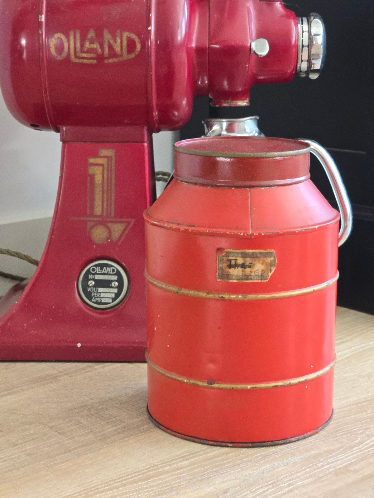 antiek rood metalen winkelblik - Koffieblik 1920S €22,50, Verzamelen, Blikken, Ophalen of Verzenden, Zo goed als nieuw, Overige