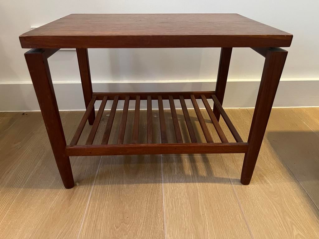 Vintage Danish Design Teak Bijzettafel Jaren ‘60 Mid Century, Ophalen, 50 tot 100 cm, Zo goed als nieuw, Danish Deens Design - Mid Century Modern