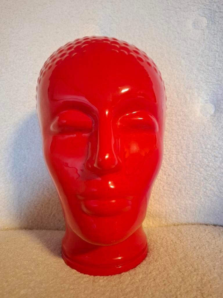 ROOD glazen mannequin hoofd uit de jaren ‘70/‘80, Ophalen