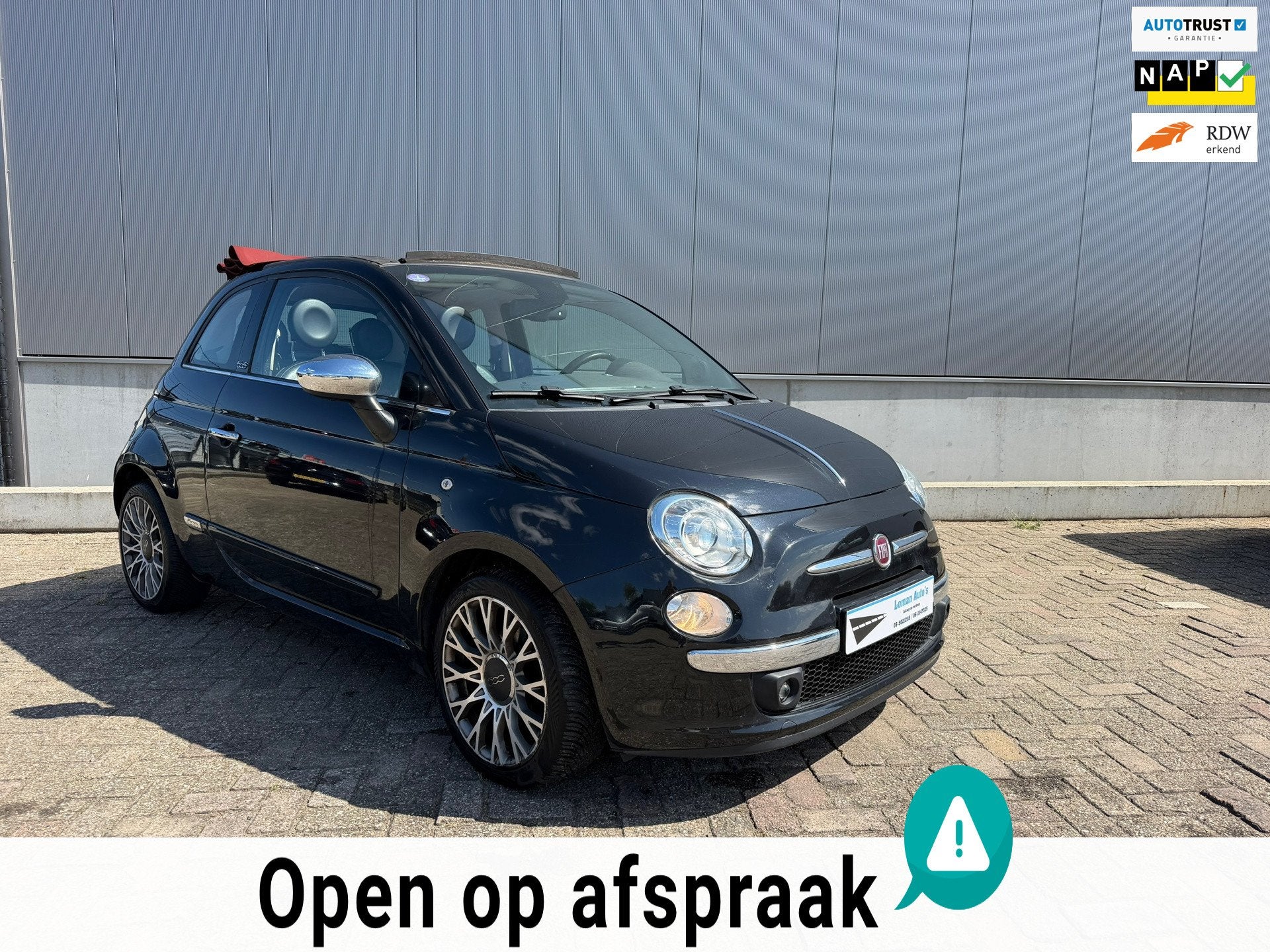Fiat 500 C 0.9 TwinAir Rock, Auto's, 86 pk, Gebruikt, Cabriolet, Zwart