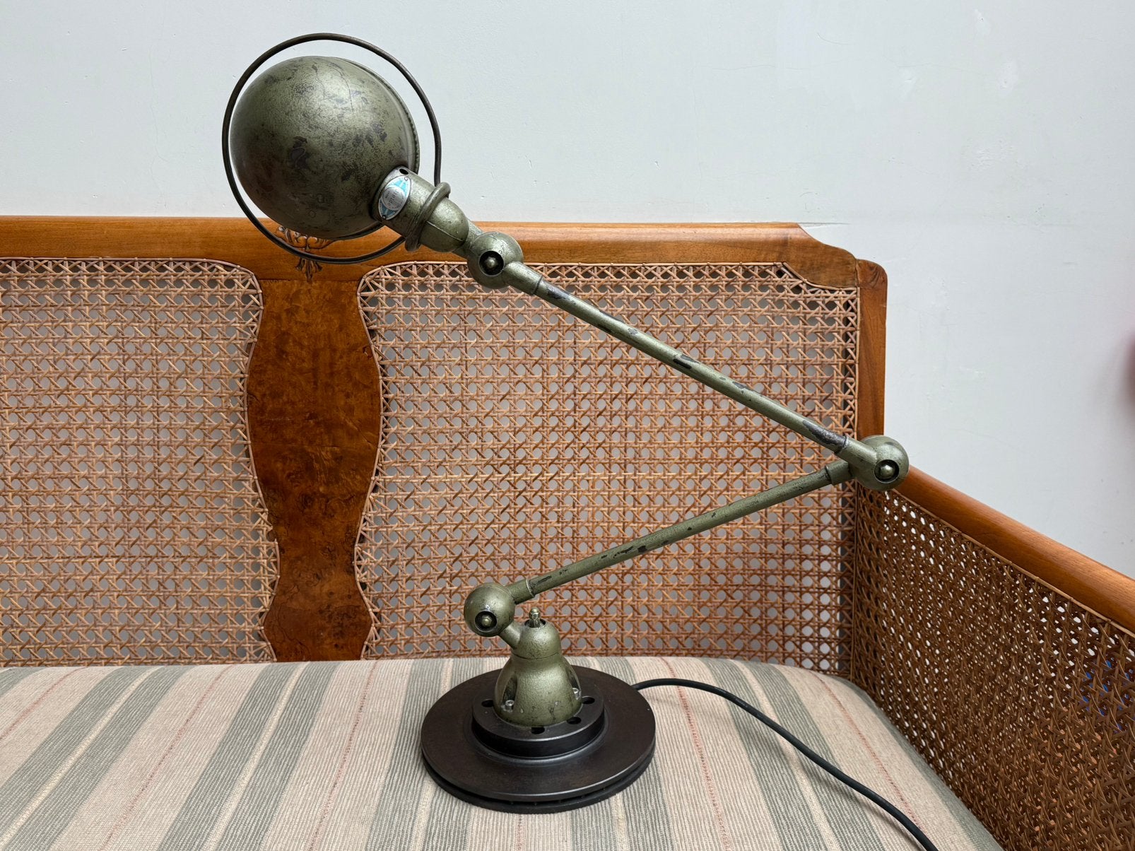 Antieke Vintage Oude Franse Jielde Lamp Piaggio Vespa Green, Ophalen, Gebruikt, E27 (groot), Metaal