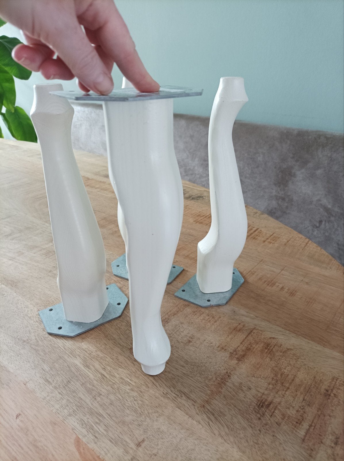 Set van 4 witte tafelpoten, Queen Ann stijl, Minder dan 50 cm, Gebruikt, Ophalen of Verzenden, Overige vormen