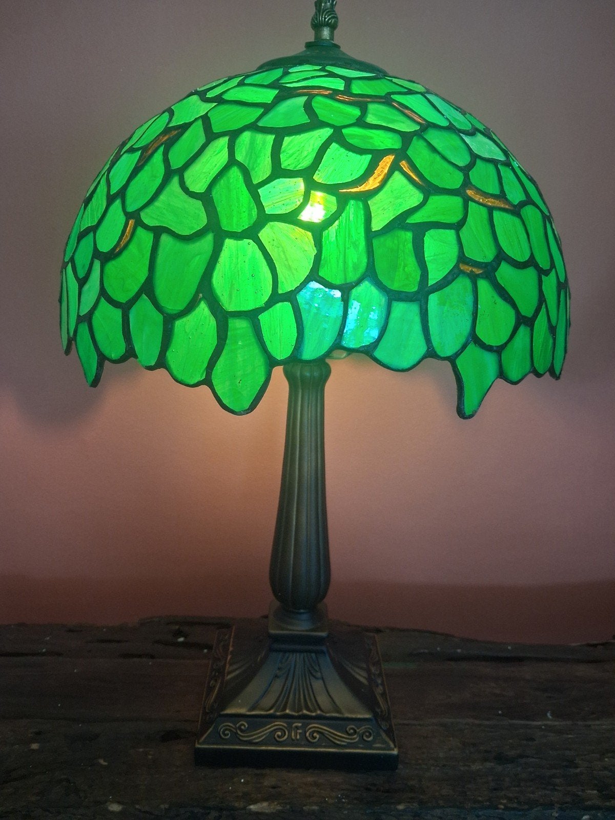 Tafellamp Tiffanny studio Style lamp 50cm hoog, 50 cm, Groen, Art deco, Tiffany lamp