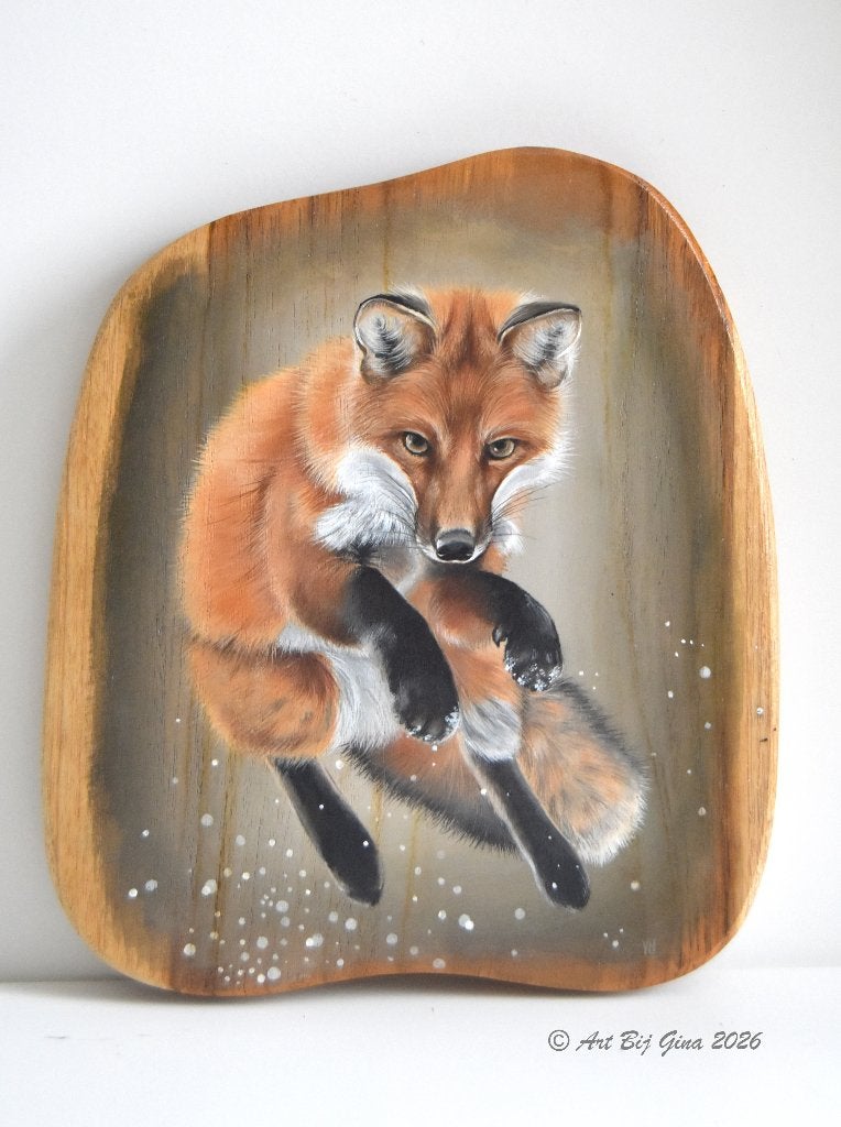 Jumping Jack, mooie vos geschilderd op een houten schijf, Antiek en Kunst, Ophalen of Verzenden