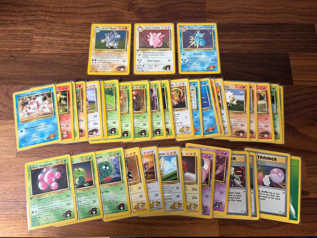 Pokémon Gym Heroes set (1st edition + holo) – 39 kaarten, Hobby en Vrije tijd, Verzamelkaartspellen | Pokémon, Ophalen of Verzenden