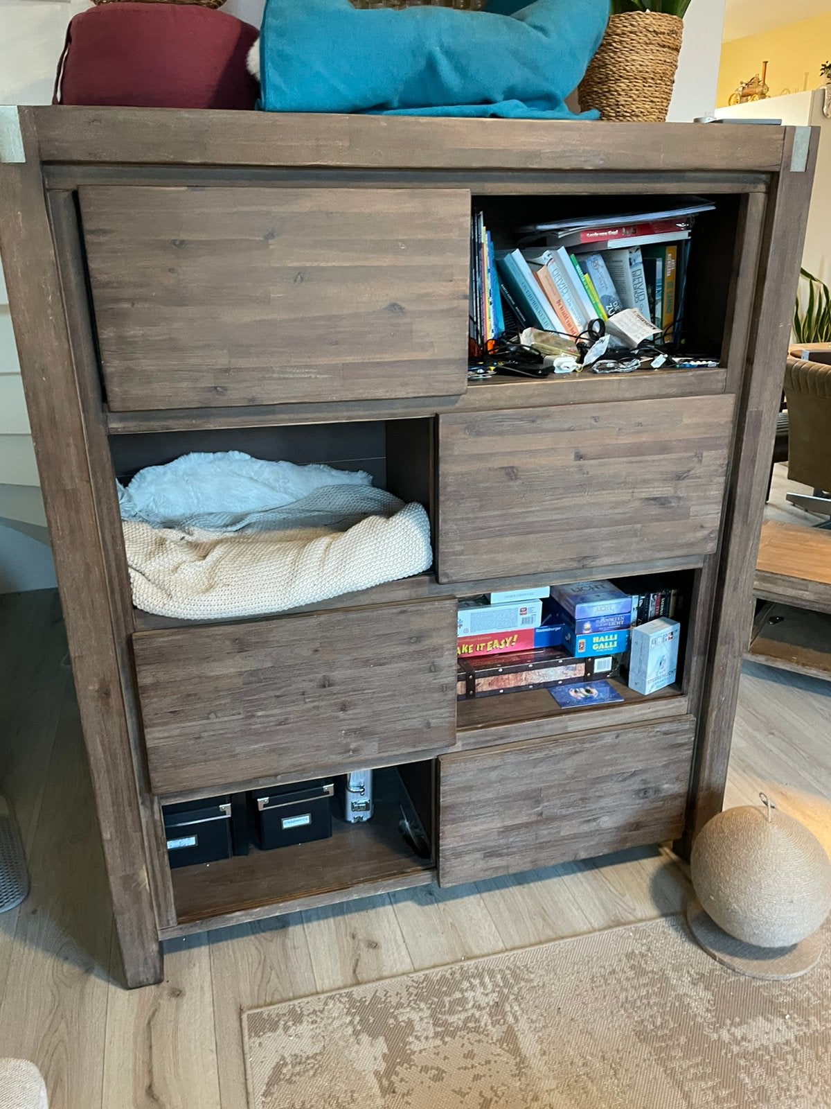 Boekenkast acaciahout, Ophalen, 50 tot 100 cm, Zo goed als nieuw, 150 tot 200 cm