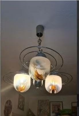 vintage hanglamp Toni Zuccheri Mazzega space age, Ophalen, E27 (groot), Zo goed als nieuw, Glas