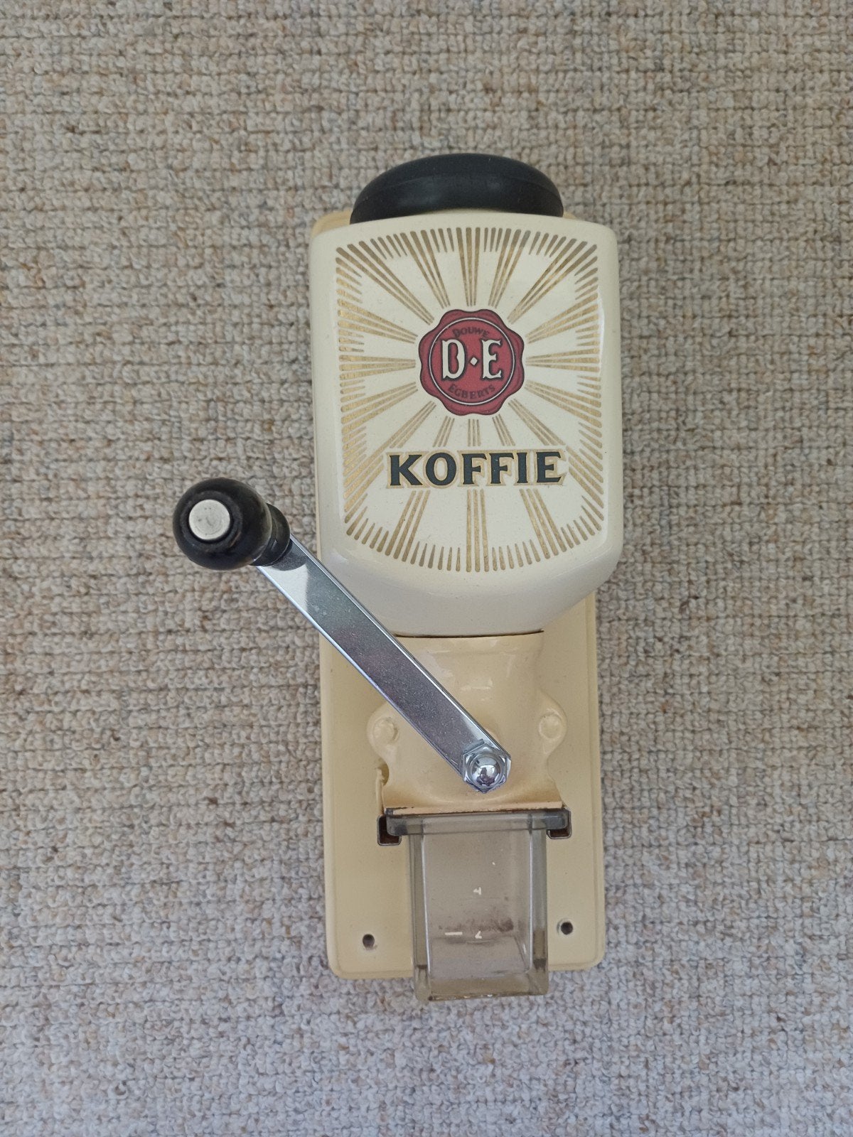 Vintage Douwe Egberts Muurkoffiemolen - Crème/Goud, Ophalen