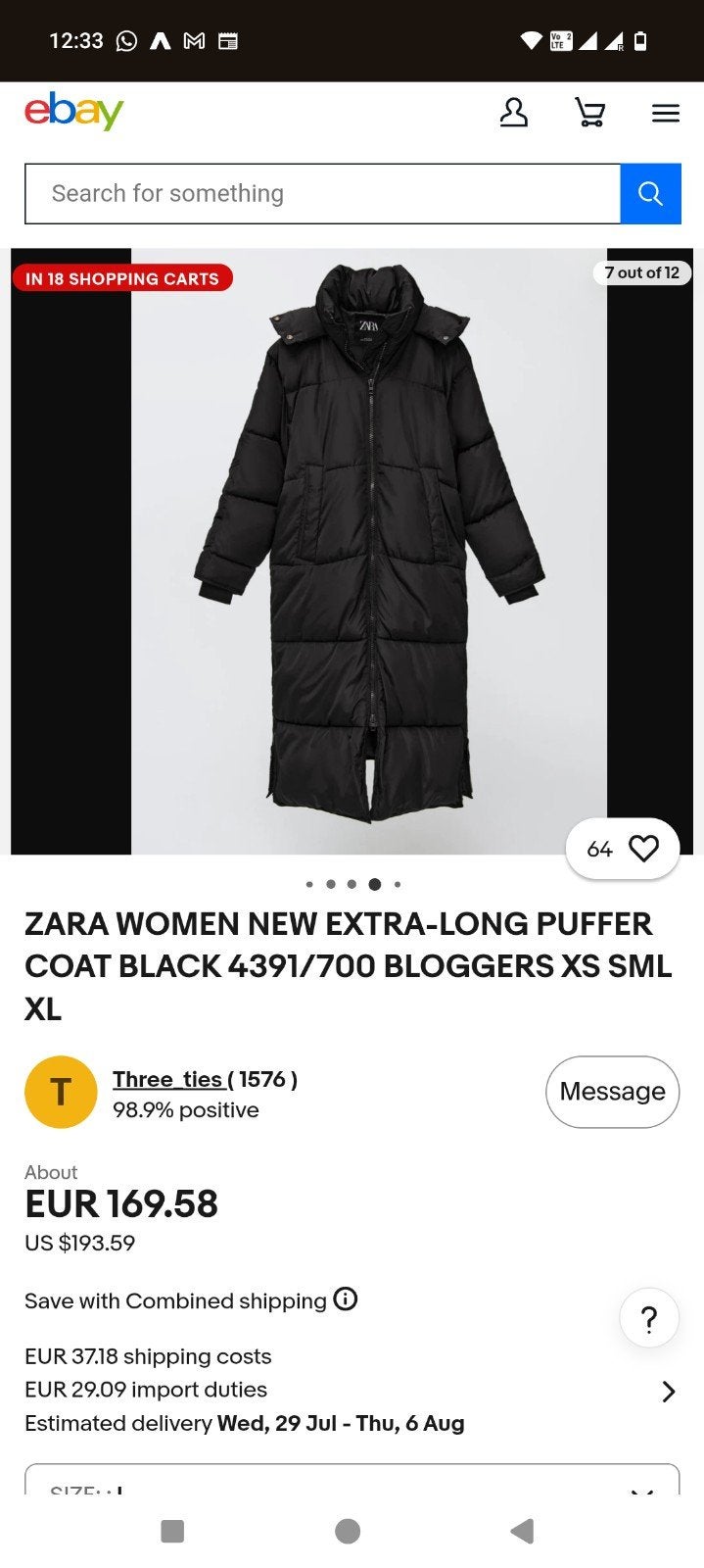 ZARA Extra-Lange Zwarte Puffer Jas - Zo goed als nieuw, ZARA, Ophalen of Verzenden, Zo goed als nieuw, Zwart