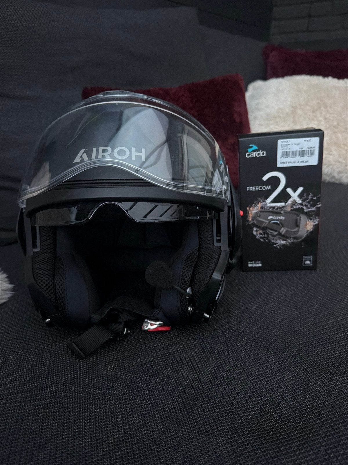 Airoh Mathisse II systeemhelm met Cardo Freecom 2X, Systeemhelm, S, Tweedehands, Ophalen