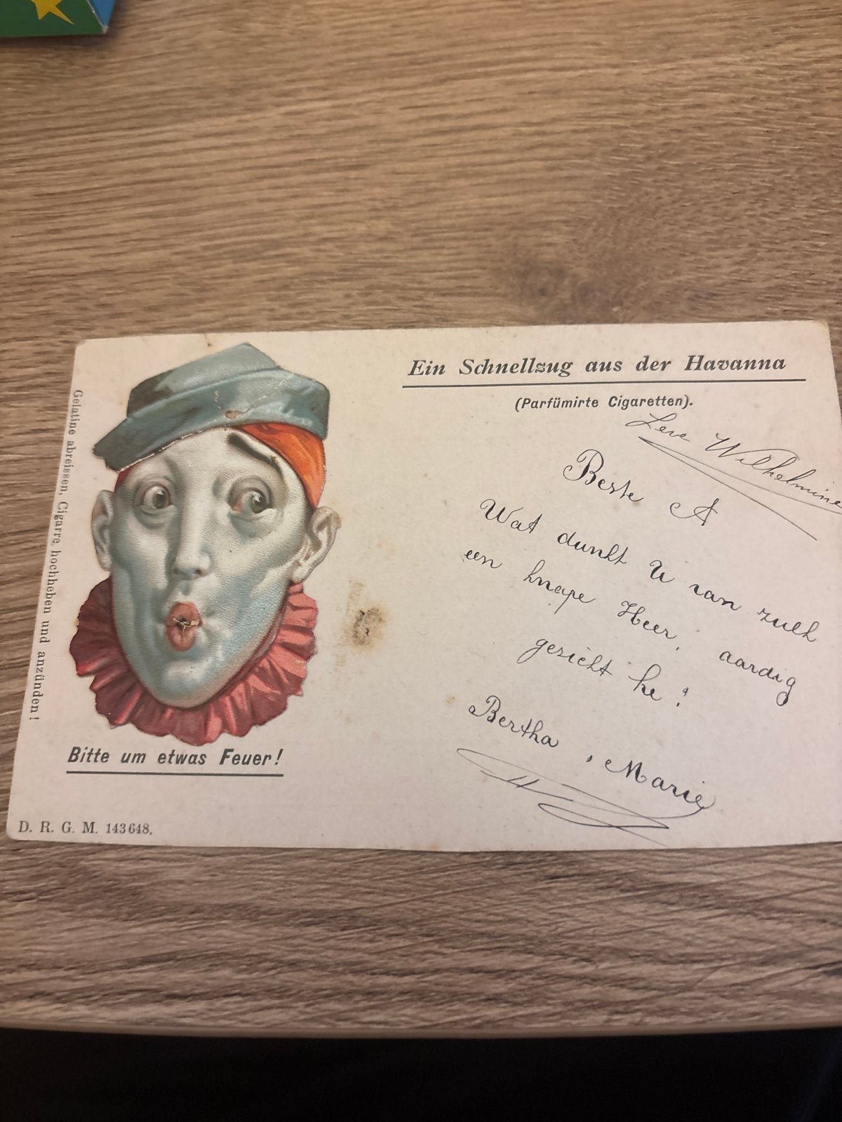 Antieke Duitse Rookkaart / Ansichtkaart - Clown DRGM 143648, Verzamelen, Ophalen of Verzenden, Voor 1920, Gelopen