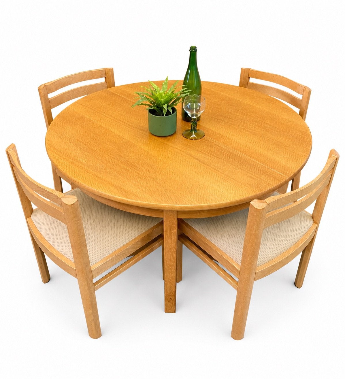 SALE !!  Vintage eethoek uittrektafel rond ovaal stoelen, Huis en Inrichting, Ophalen, Rond, Zo goed als nieuw, Nvt