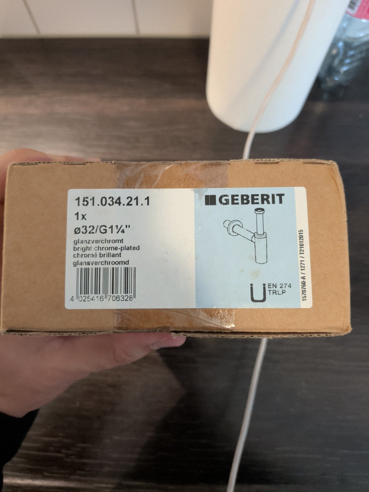 NIEUW Geberit kunststof wastafelsifon 32mm verchroomd, Ophalen of Verzenden, Nieuw, Chroom, Wastafel