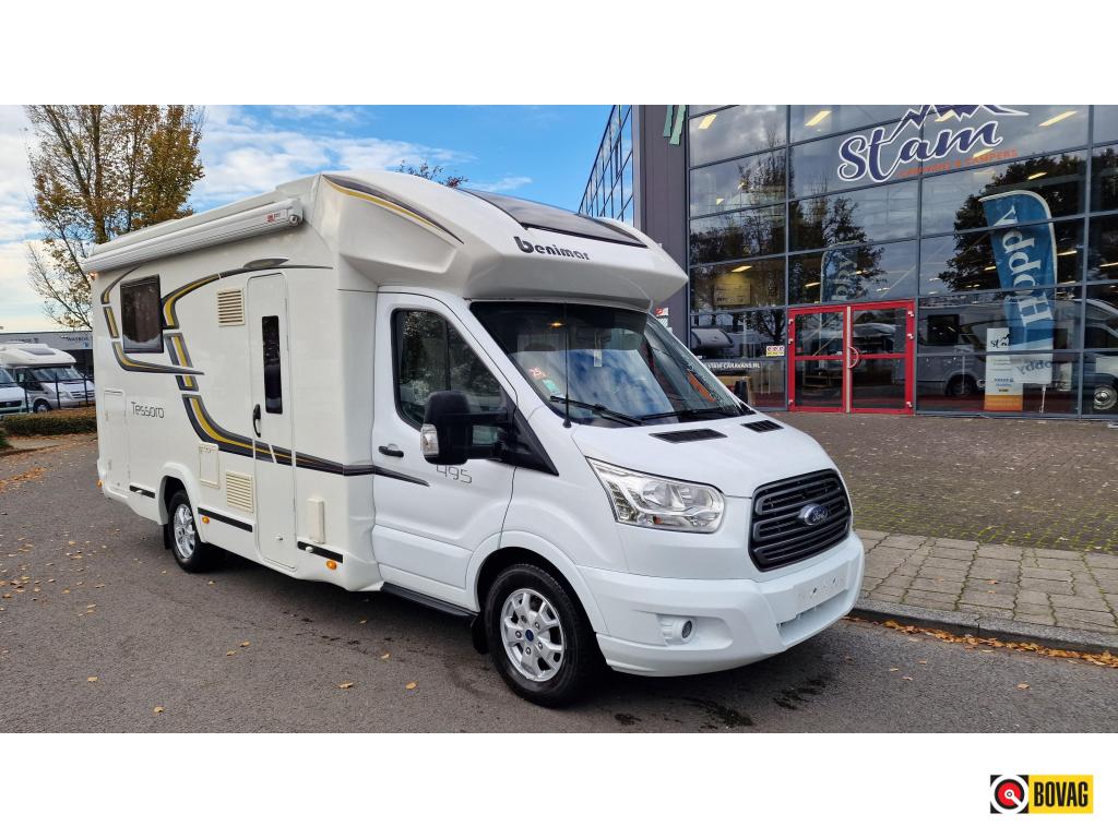 Benimar Tessoro 495 queensbed en hefbed, Caravans en Kamperen, Campers, Ringverwarming, Ford, Hordeur, Buitenlamp