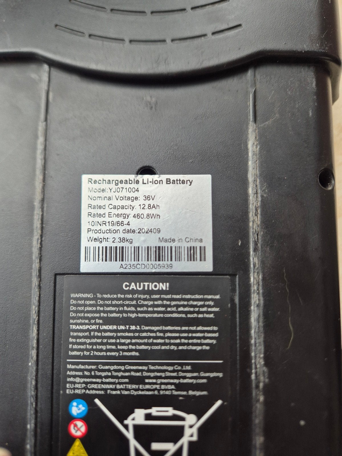 Oplaadbare Li-ion Batterij 36V 12.8Ah (460.8Wh), Fietsen en Brommers, Ophalen of Verzenden