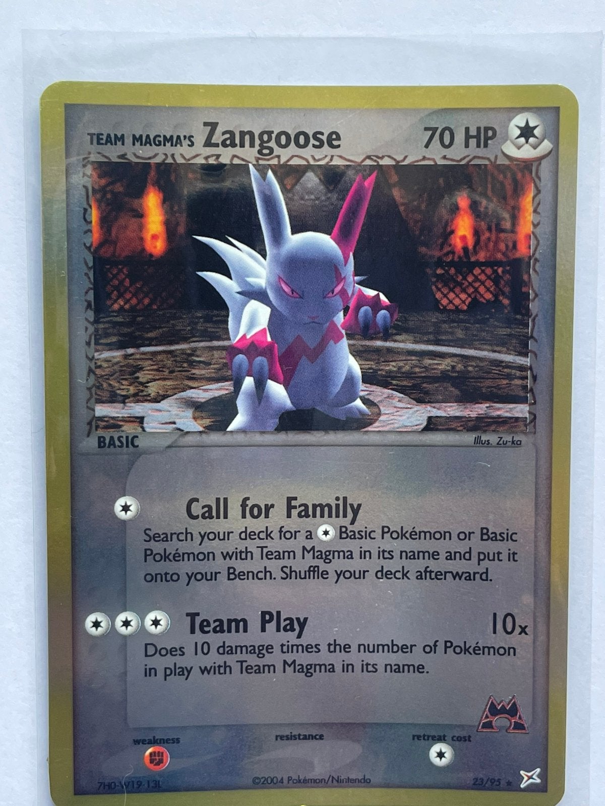Team Magma’s Zangoose Reverse Holo 2004 Pokemon, Hobby en Vrije tijd, Ophalen of Verzenden, Zo goed als nieuw