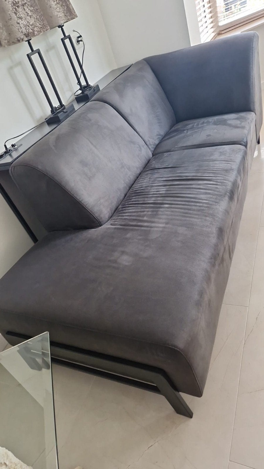 Grijs Microvezel L2,20 x b 82cm bankstel ophalen in Hengelo, Ophalen of Verzenden, 75 tot 100 cm, Minder dan 150 cm