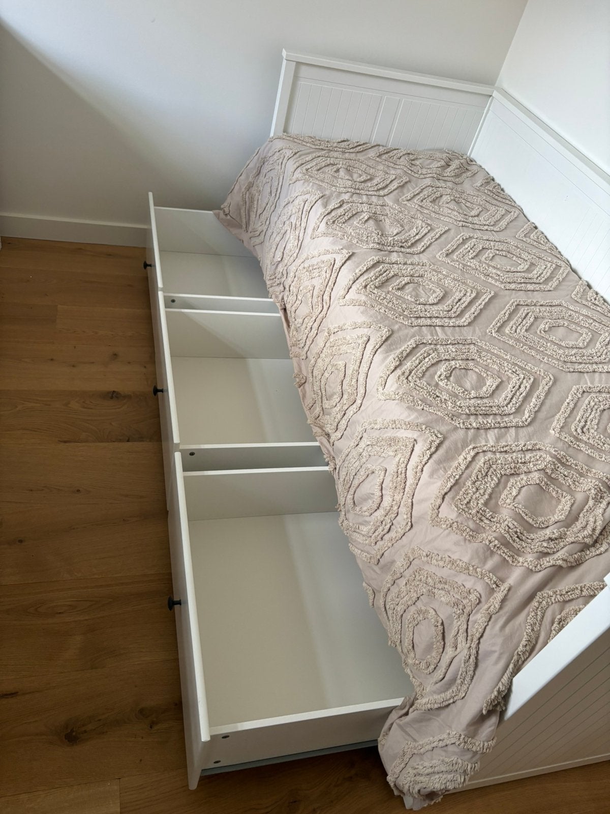 IKEA Hemnes uitschuifbare tweepersoons bedbank met 3 lades, Ophalen, Verstelbaar, 90 cm, Hemnes