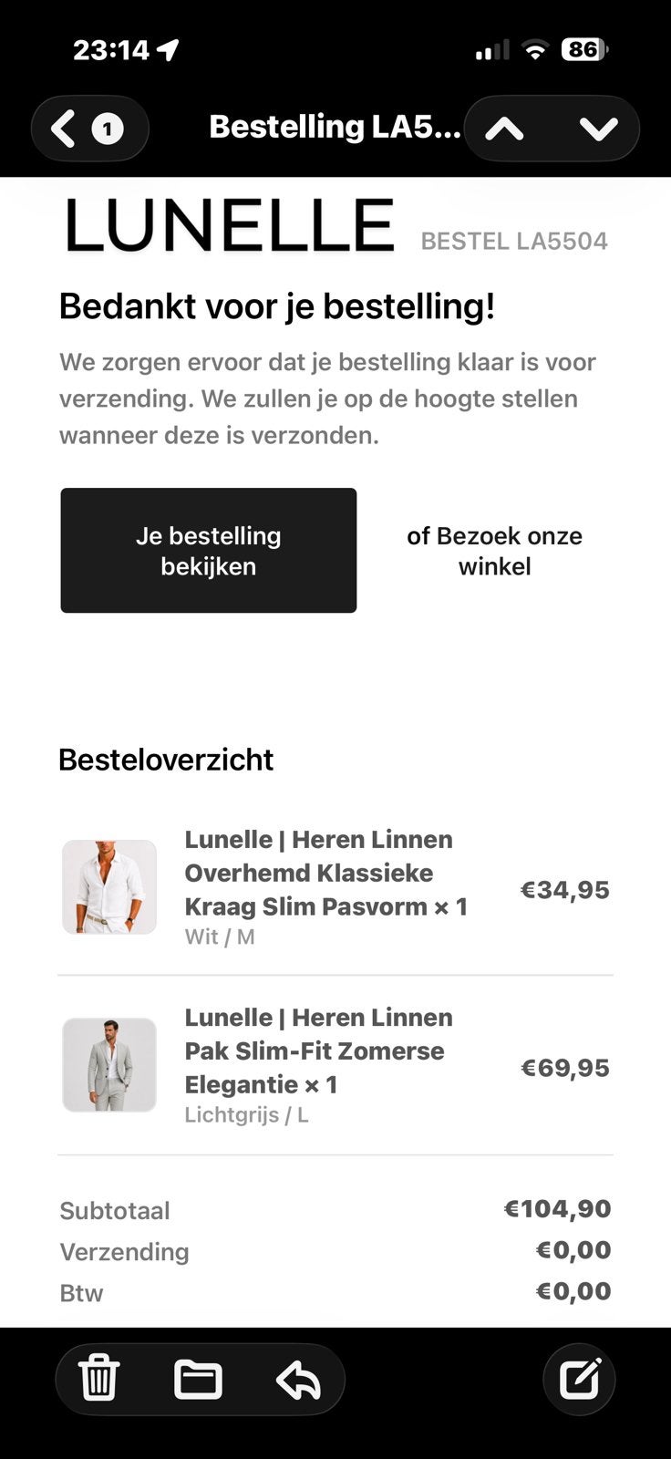 Tenue de Ville linnen pak + overhemd, Verzenden, Nieuw, Maat 48/50 (M), Grijs