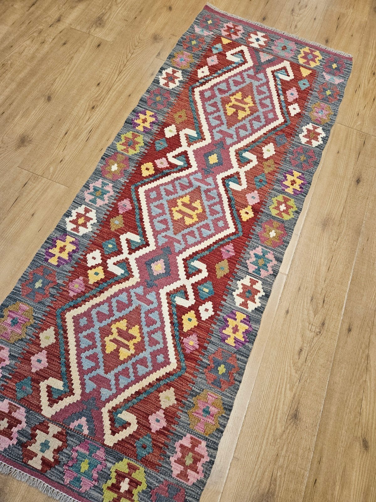 Handgeweven oosterse wollen kelim loper 184x70, Info@SlatsAntiek.nl, Vof Slats Antiek, Crème, Kelim