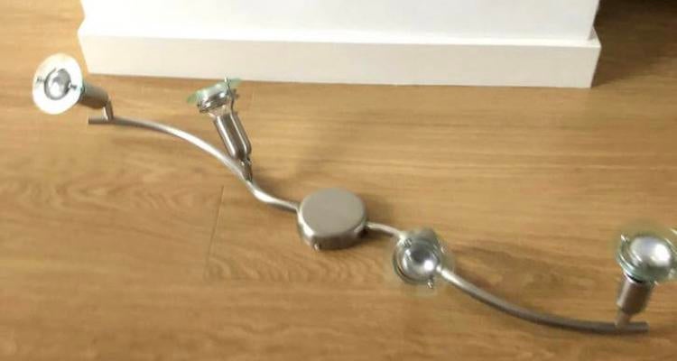 Vintage RVS Massive 4 spots plafondlamp | Memphis stijl, Huis en Inrichting, Lampen | Plafondlampen, Ophalen of Verzenden, Zo goed als nieuw