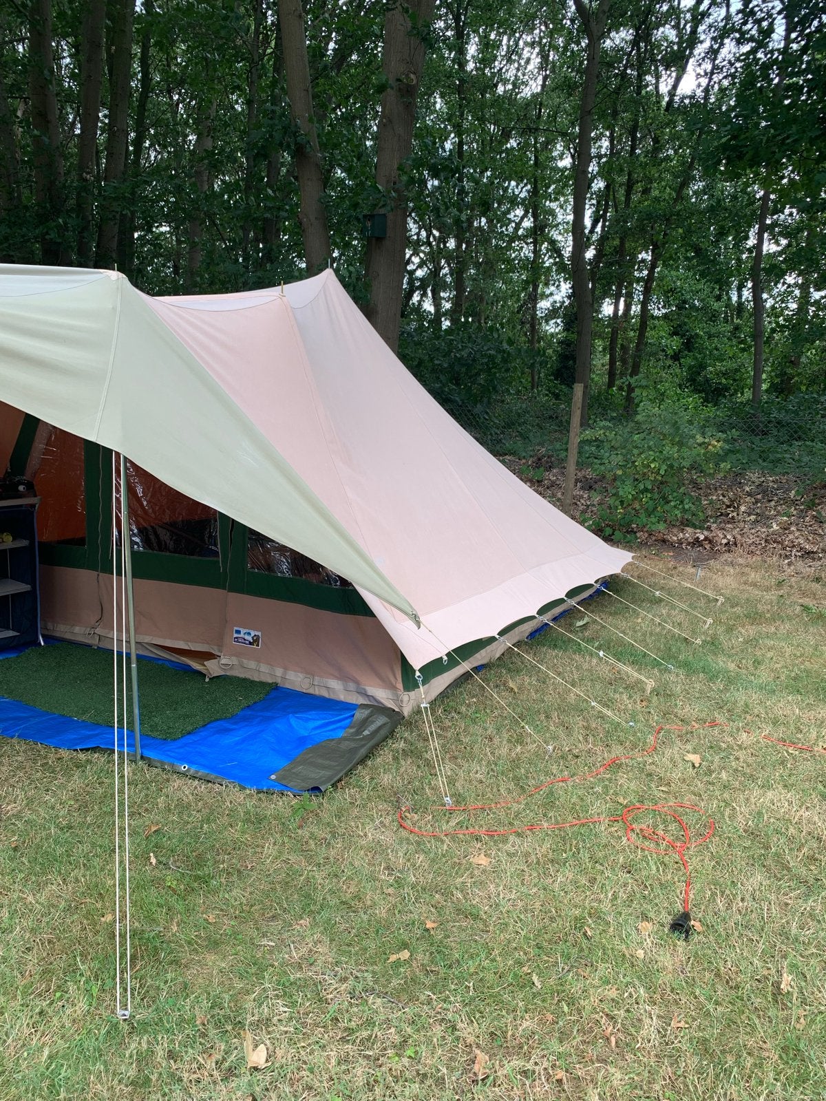 5-persoons katoenen tent met complete kampeeruitrusting, Ophalen of Verzenden, Gebruikt, Tot en met 5
