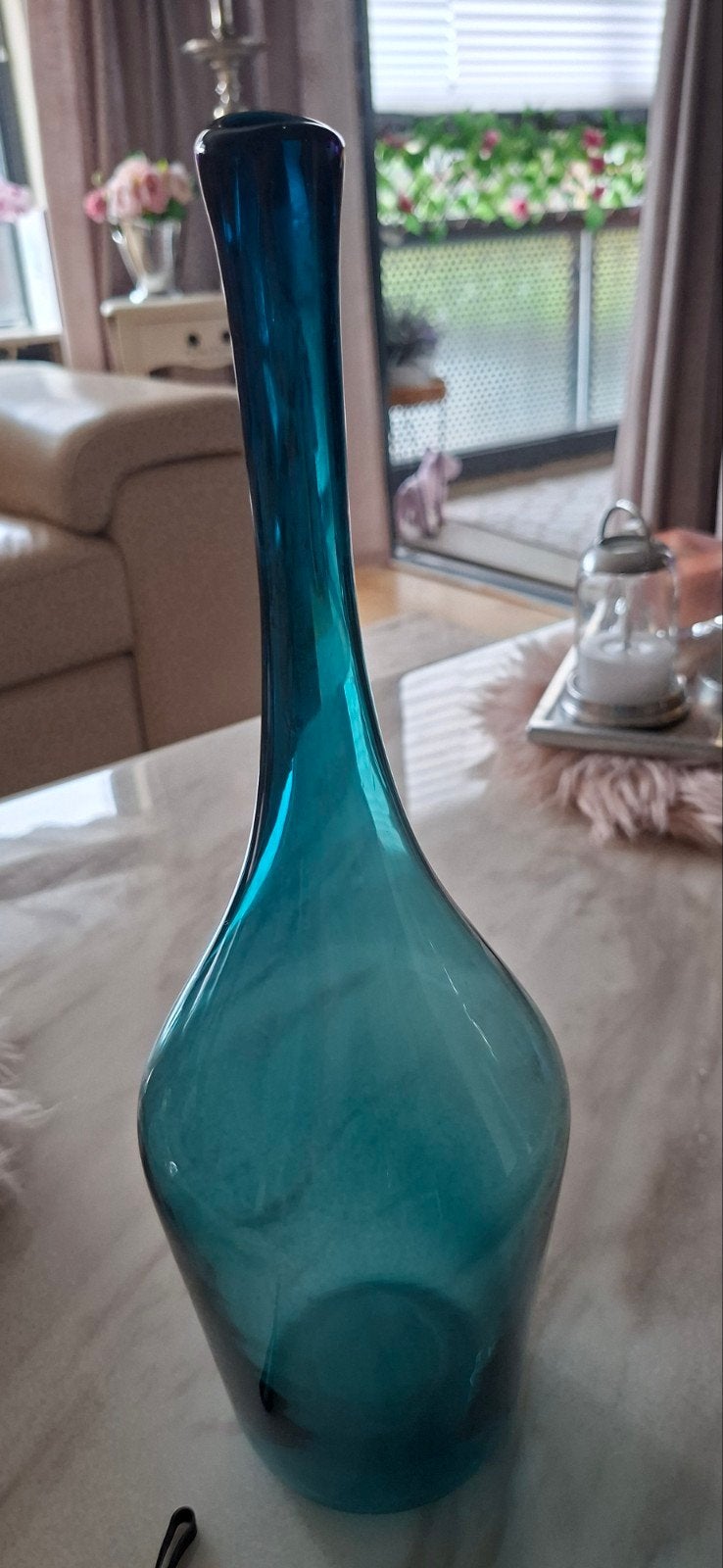 Floris Meydam Smaragdgroen Blauwe Fles Vaas (1954), Ophalen of Verzenden