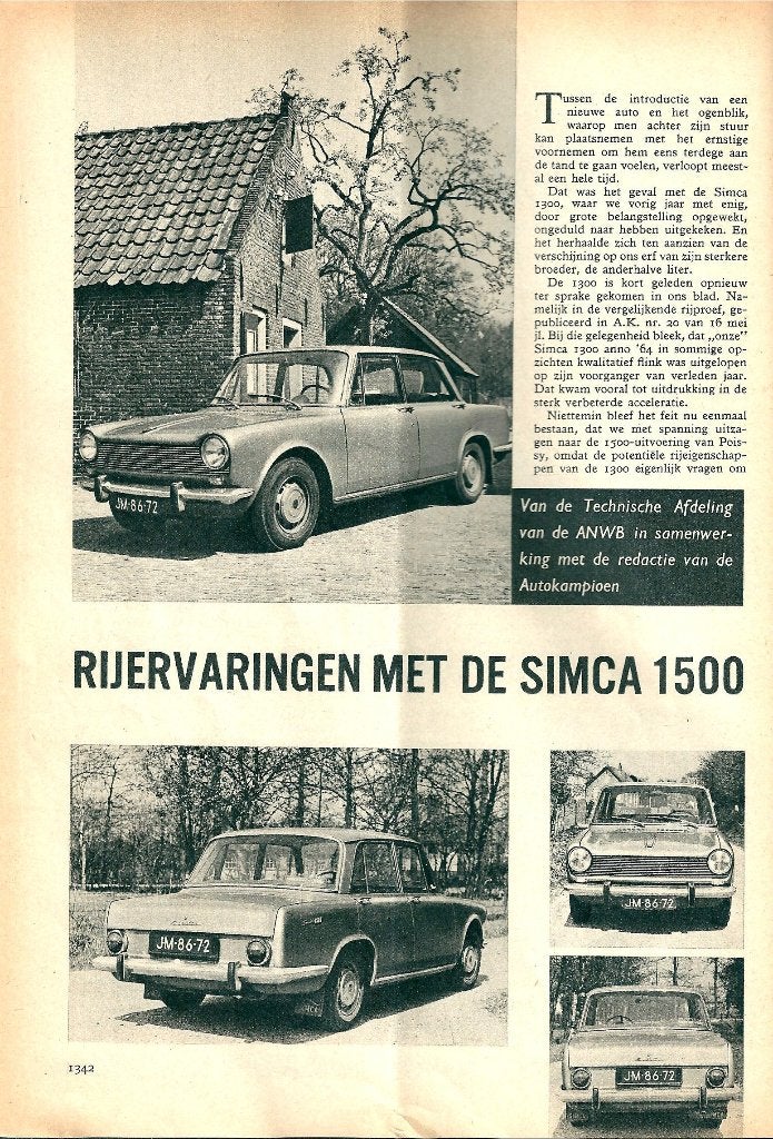 Autokampioen test Simca 1500 1964, Ophalen of Verzenden, Gelezen, Overige merken