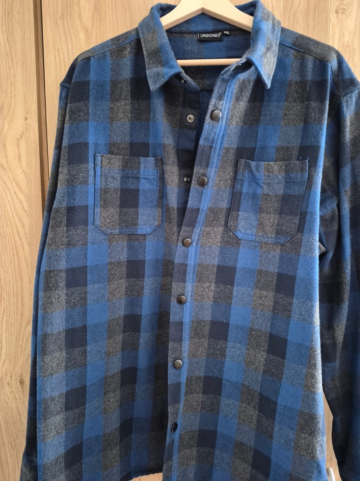 UNSIGNED Geruit Flanellen Overhemd - Blauw/Grijs - XXXL, UNISGNED, Blauw, Ophalen of Verzenden, Zo goed als nieuw