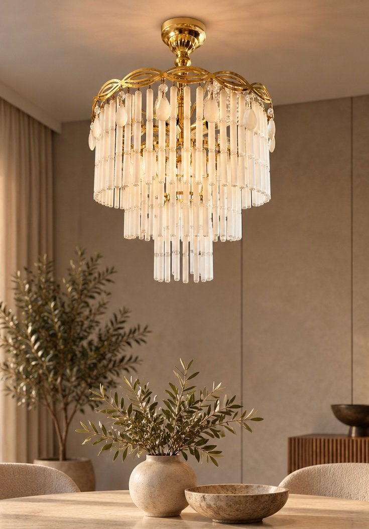 Prachtige Italiaanse vintage  kroonluchter, Huis en Inrichting, Ophalen of Verzenden, Zo goed als nieuw, Glas