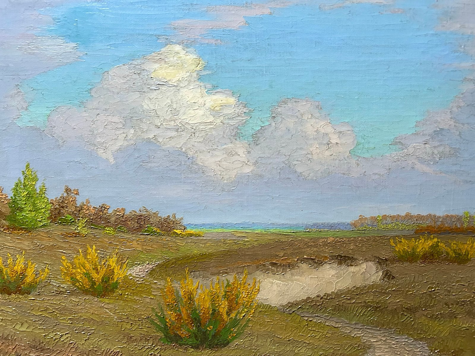 Dirk Smorenberg - Zomers duinlandschap, olieverf op doek, Doek, Impressionistisch, Ophalen of Verzenden, Landschap