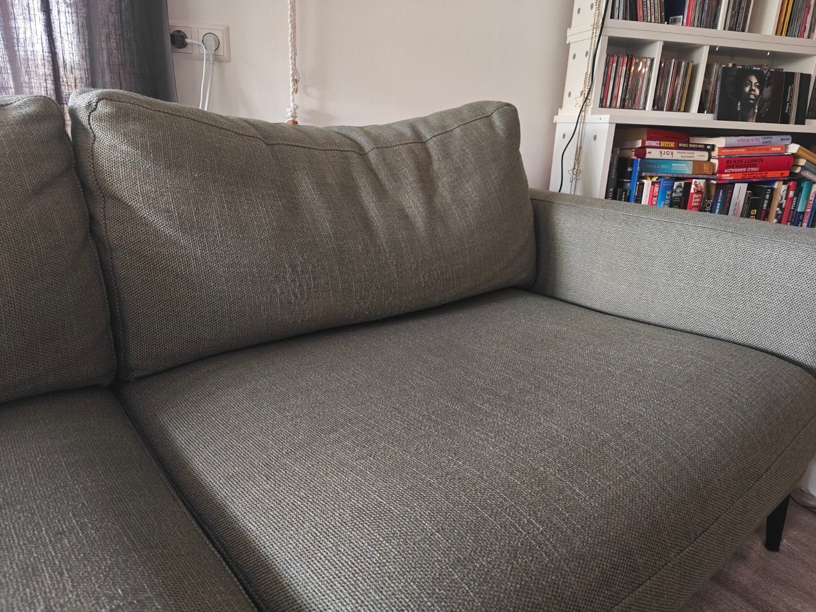 Lichtgroene bank - 200 cm breed, 95 cm diep, Huis en Inrichting, Ophalen, Gebruikt, Driepersoons, 75 tot 100 cm