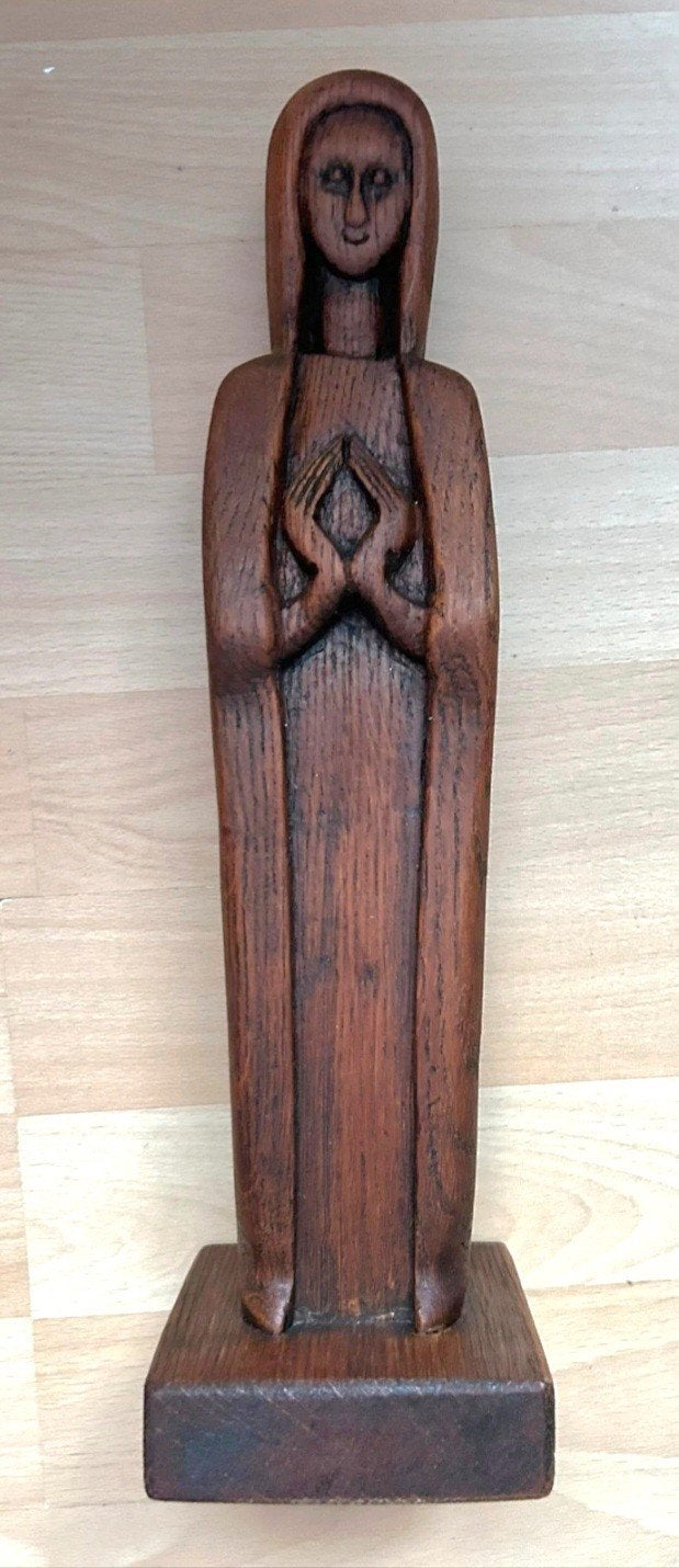 Groot houten Amsterdamse school art deco beeld Maria Madonna, Ophalen of Verzenden