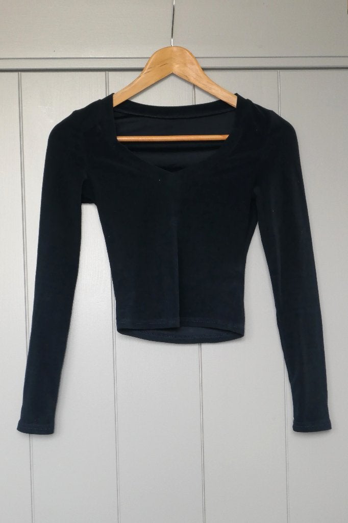 Top donkerblauw velours | XS | Dazy, Kleding | Dames, Tops, Blauw, Ophalen of Verzenden, Zo goed als nieuw, Lange mouw