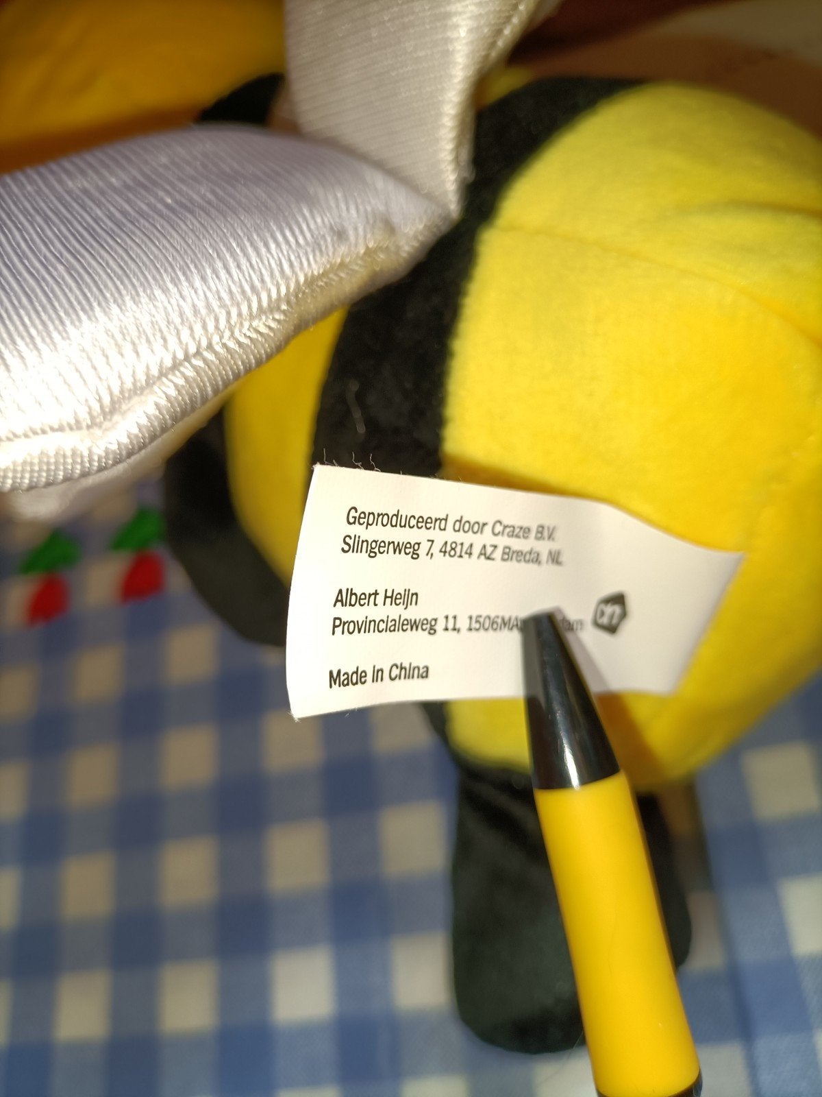 Bij knuffel Albert Heijn knuffel 21 cm groot, Ophalen of Verzenden, Zo goed als nieuw, Overige typen