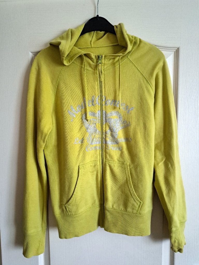 Lime groen vest met zilveren print en capuchon maat 40 42 L, Kleding | Dames, Ophalen of Verzenden, Zo goed als nieuw, Maat 38/40 (M)