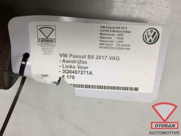 vw passat b8 2017 vag aandrijfas links voor 3q0407271a, Gebruikt, Volkswagen, Volkswagen AG, Berliner Ring 2
38440  Wolfsburg, DE