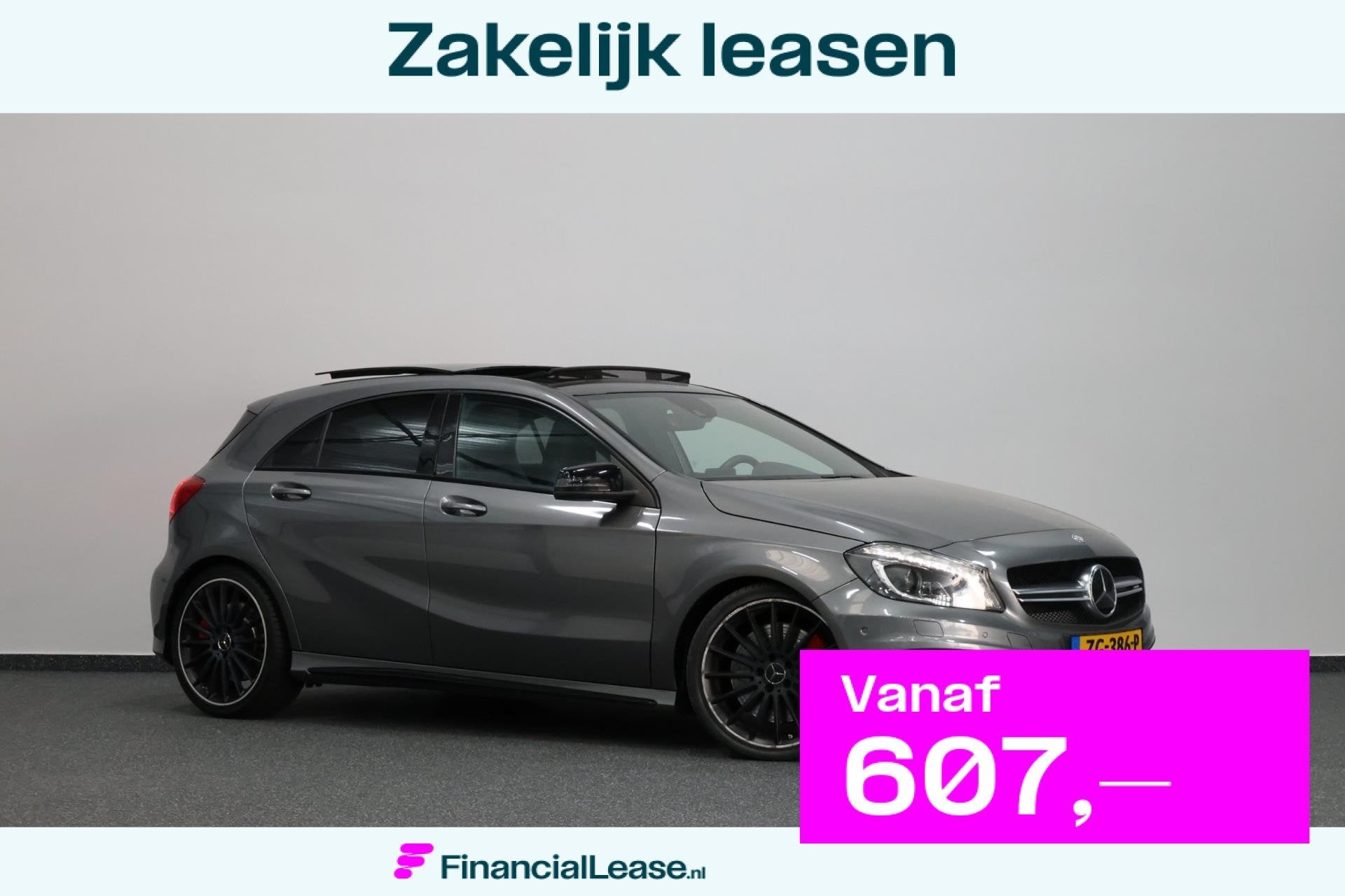 Mercedes-Benz A-klasse AMG 45 4MATIC 361+PK LED/LEER+S.VERWA, Automaat, Gebruikt, Euro 6, 4 cilinders