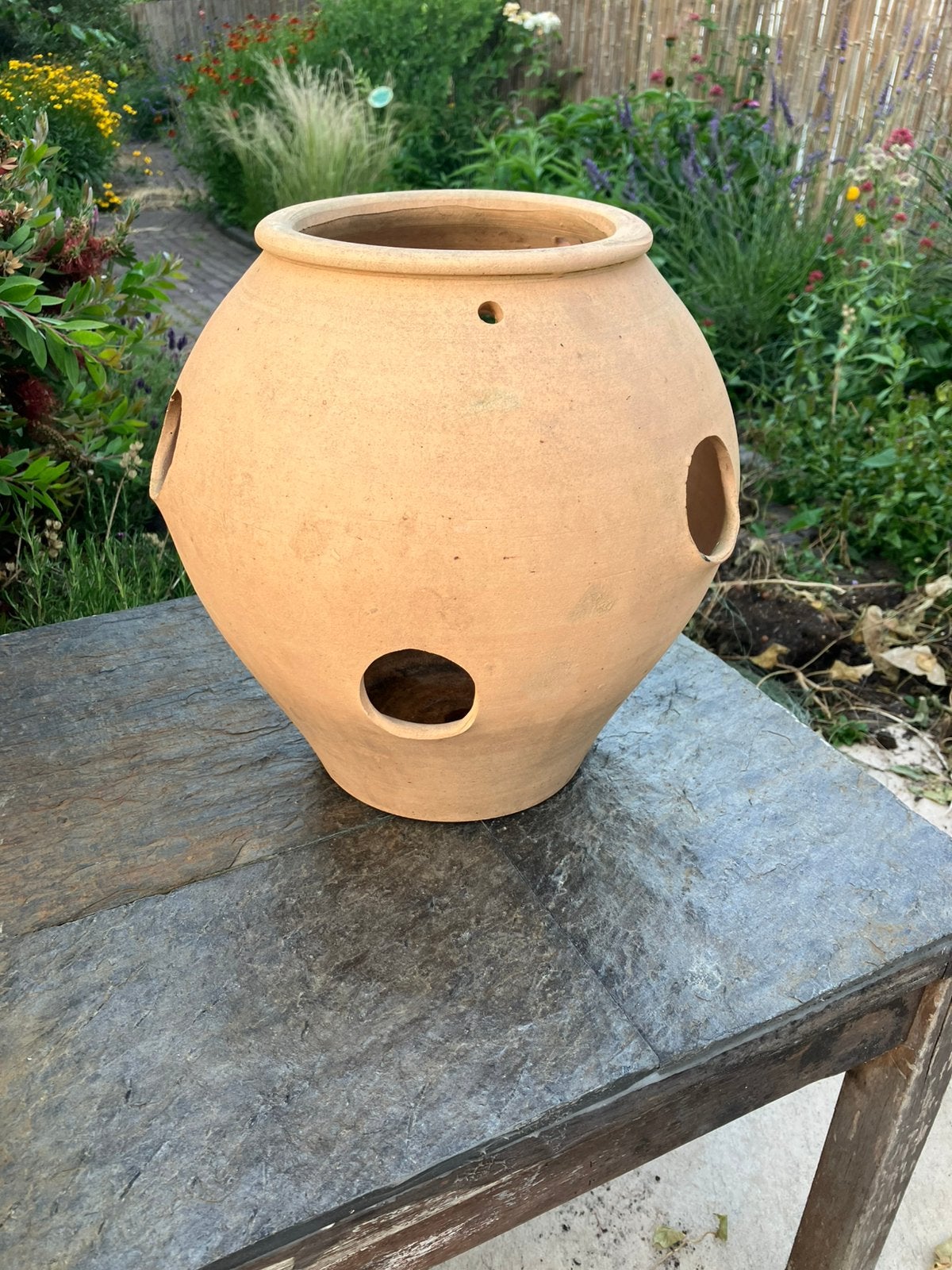 Terracota aardbeien kweekpot 30 cm dia / 30 cm hoog, Rond, Zo goed als nieuw, Minder dan 40 cm, Aardewerk