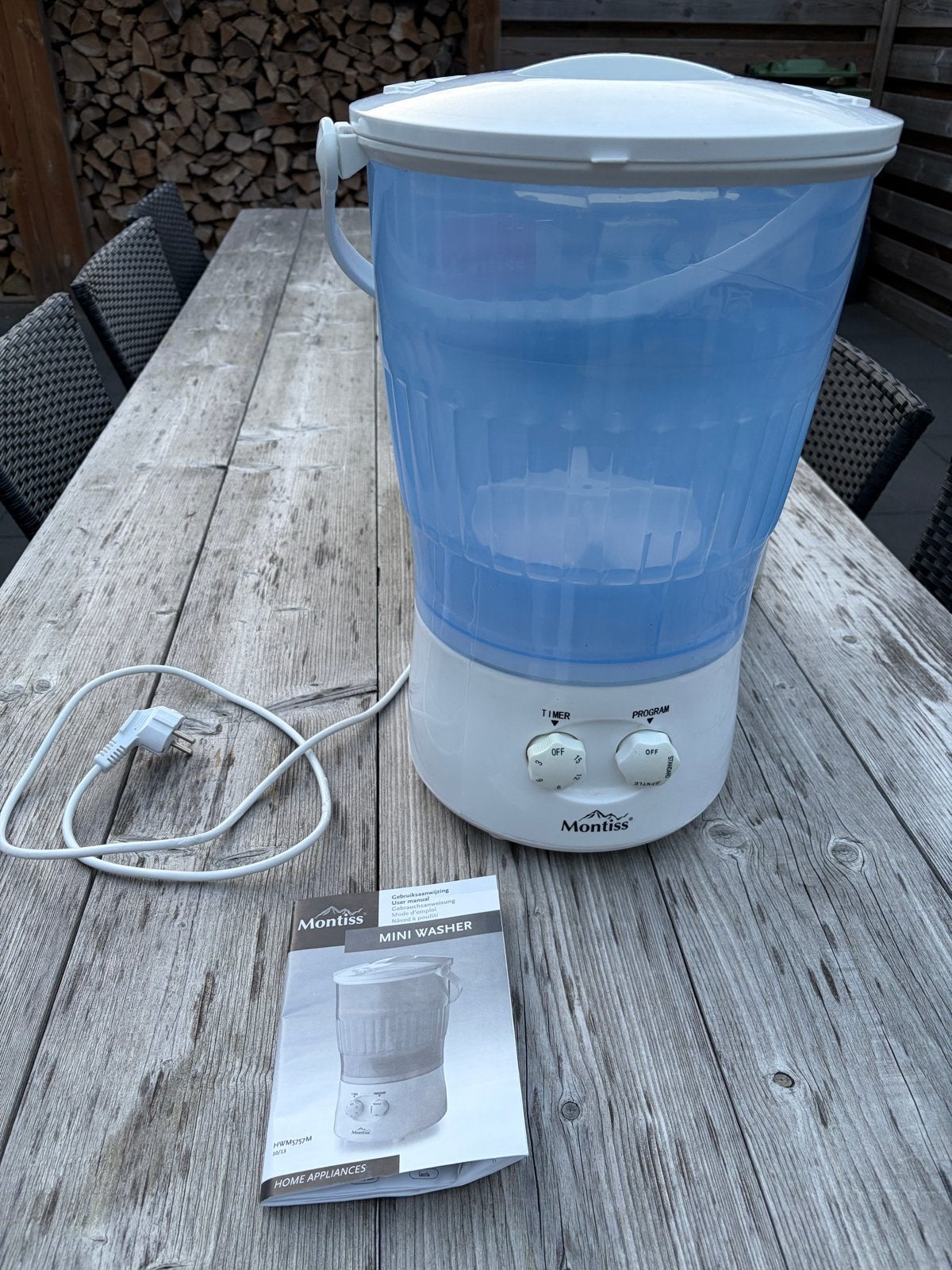 Montiss Mini Wasmachine - Ideaal voor Camping/Klein Huishoud, Minder dan 1200 toeren, Minder dan 85 cm, Minder dan 4 kg, Bovenlader