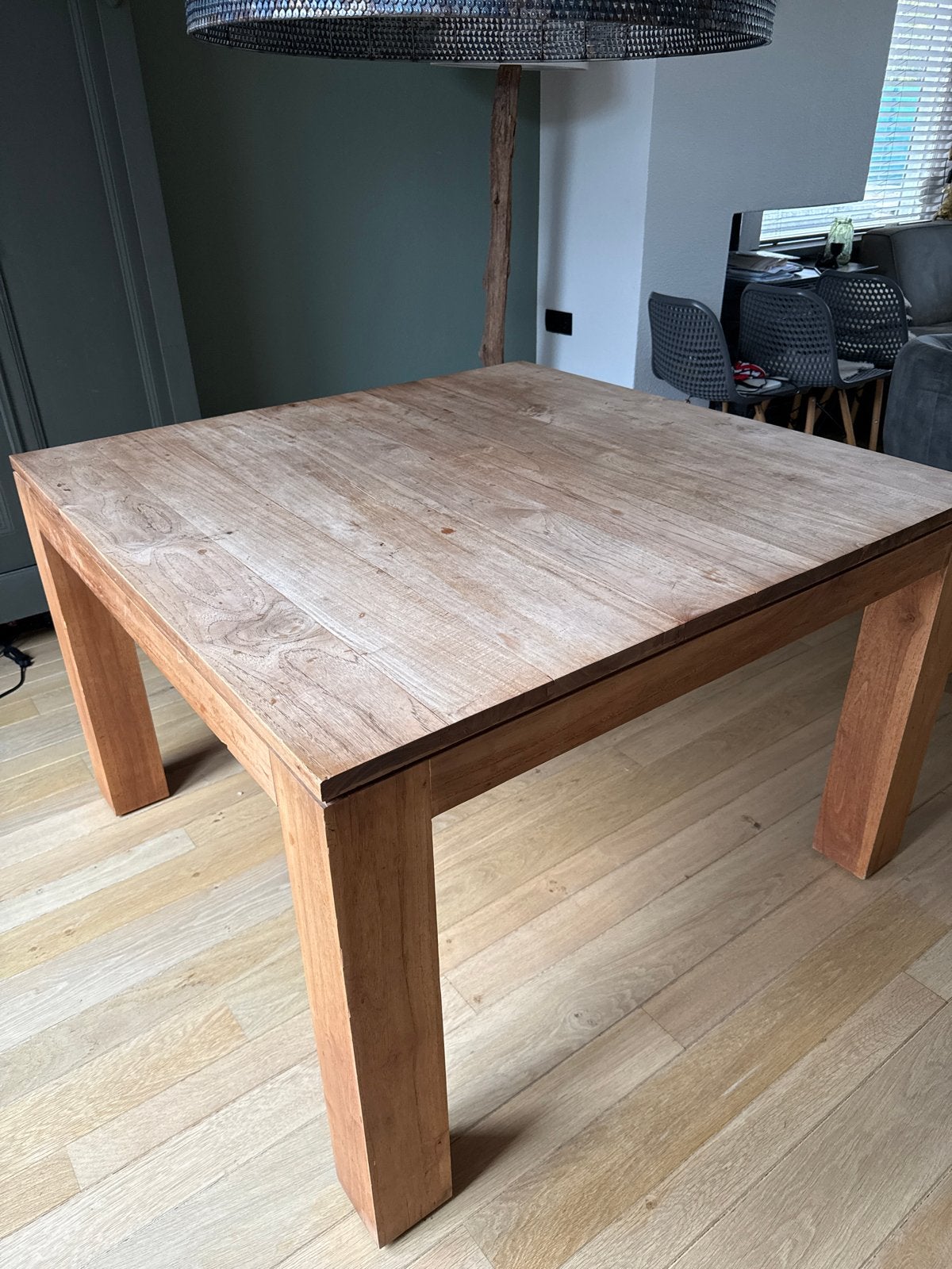 Teak Houten eettafel - vierkant 120x120cm, Huis en Inrichting, Ophalen, Gebruikt, Vijf personen of meer, 100 tot 150 cm