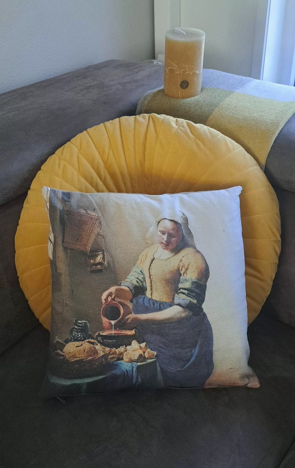 Kussens met bijpassende echte wol plaid en kaars van Brynxz, Ophalen of Verzenden, Nieuw, Vierkant