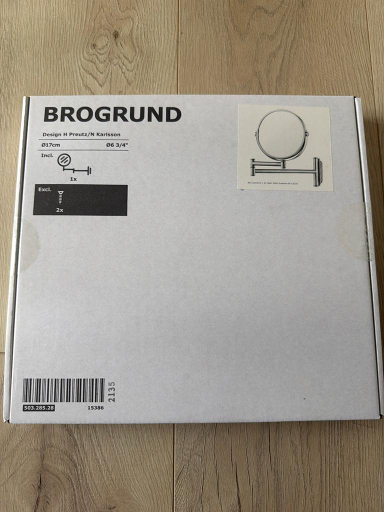 IKEA BROGRUND Make-up Spiegel - Nieuw in Doos, Minder dan 50 cm, Rond, Ophalen of Verzenden, Zo goed als nieuw